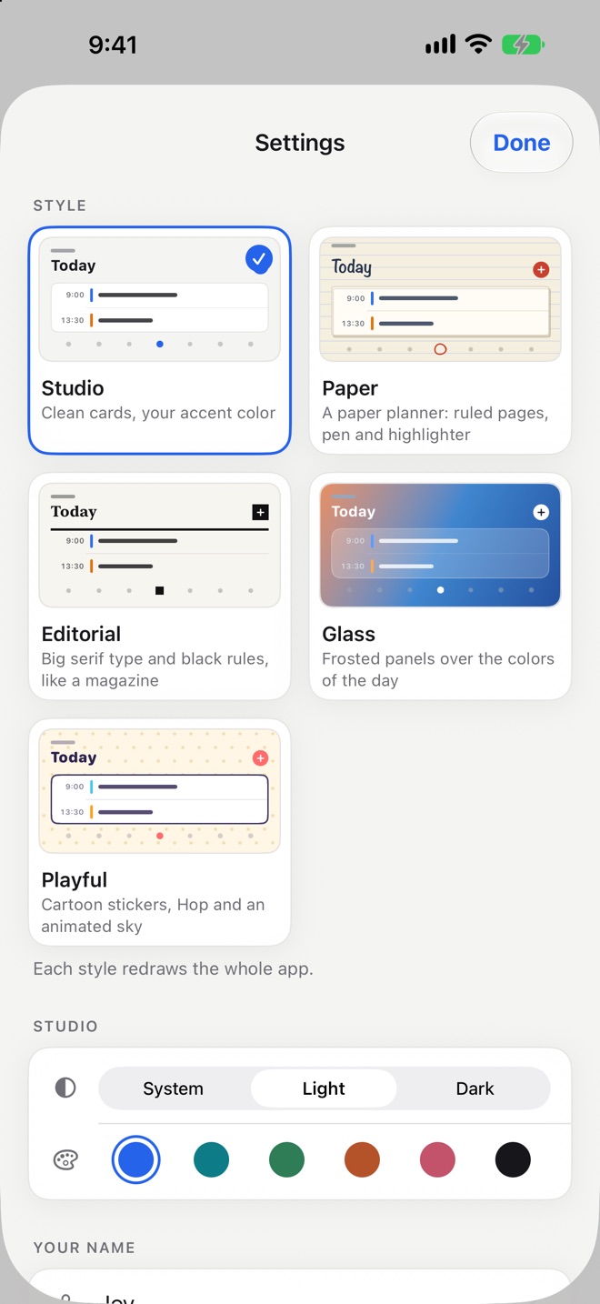 Hourfold style picker in Settings